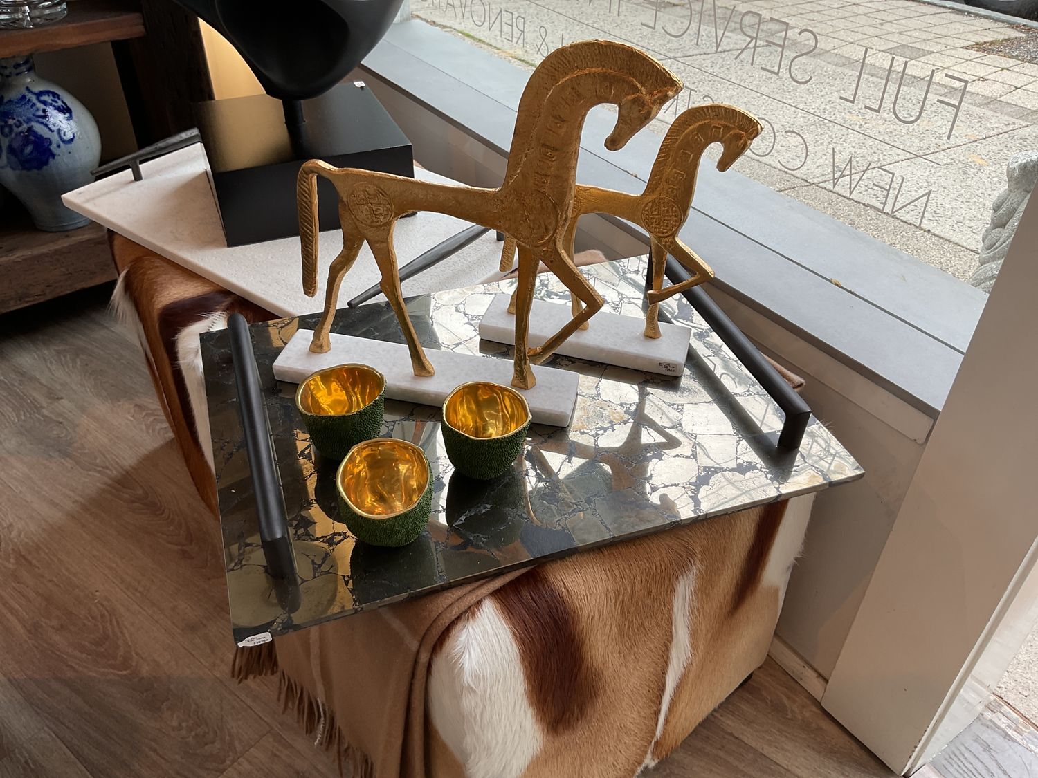 Tray, Pyrite w/Bronze Handles