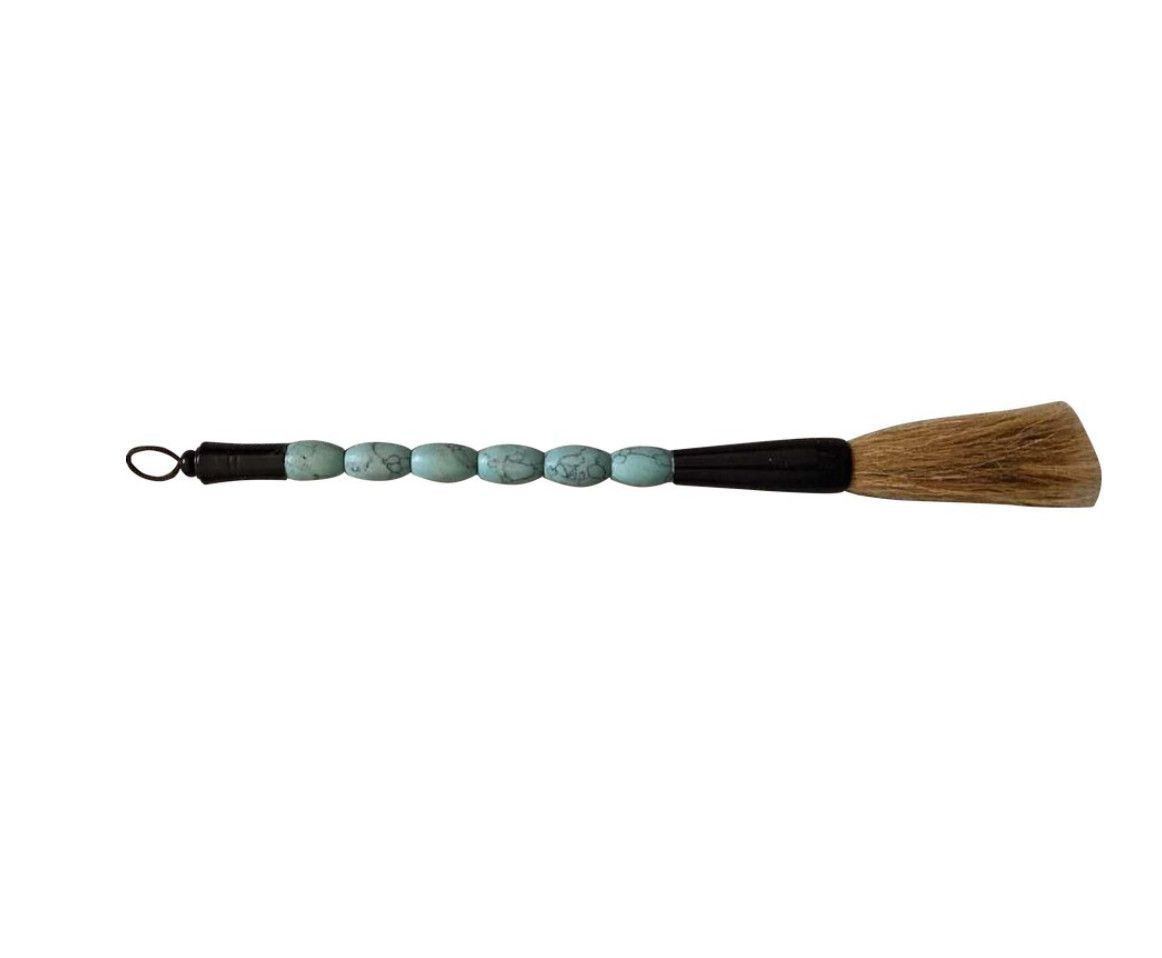 Calligraphy Brush, Soft Green Resin, Sheep or Goat Bristles