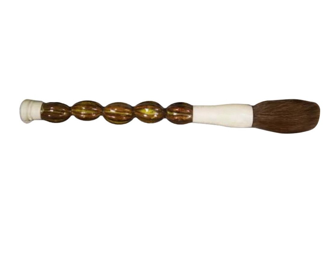 Calligraphy Brush, Brown Pearlized Resin, Sheep or Goat Bristles
