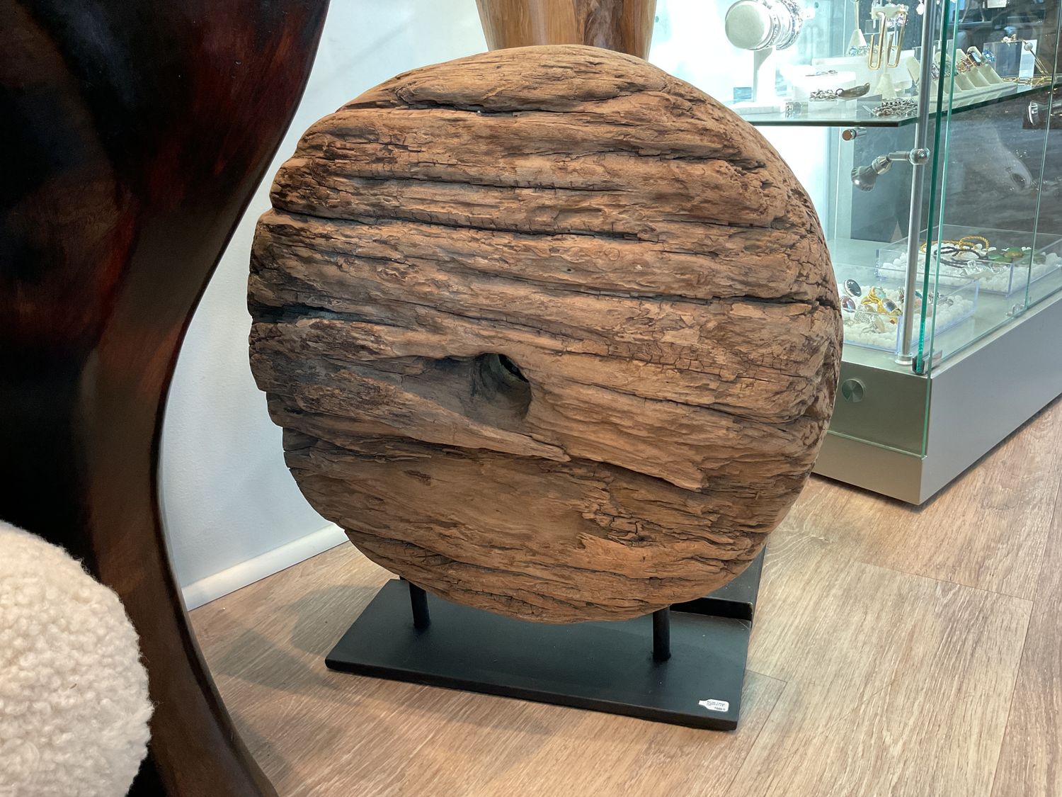 Mid 20th. C Wheel on Stand 21&quot; x 6&quot; x 22&quot;