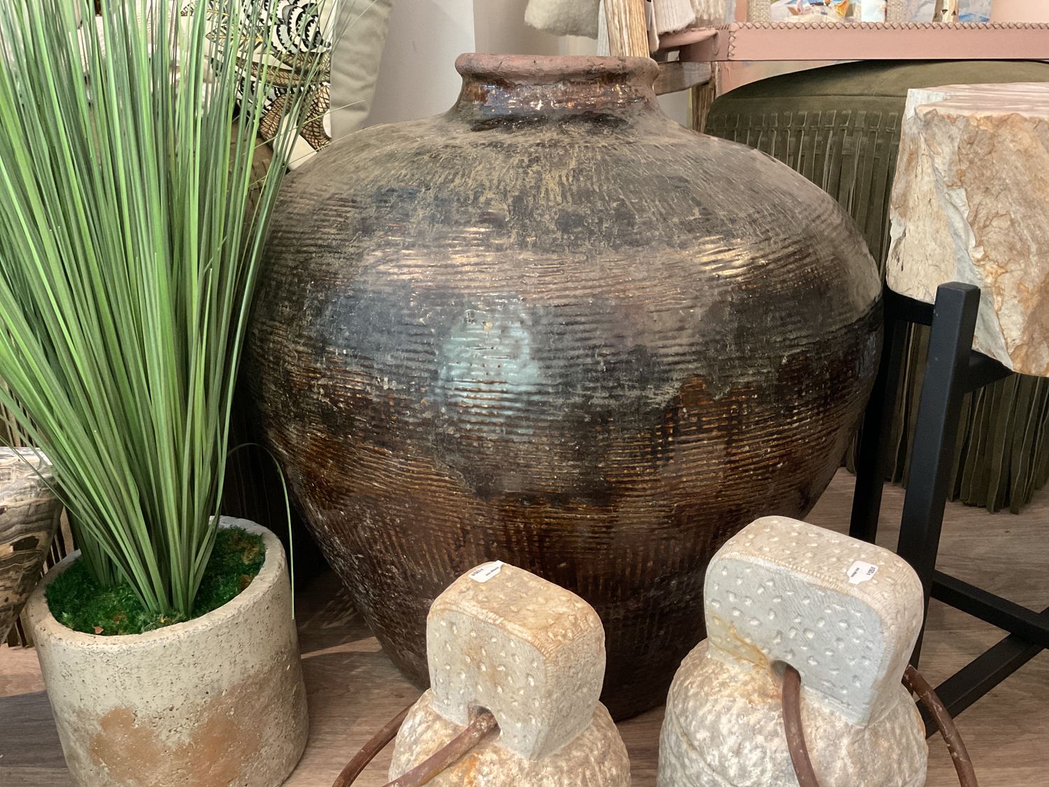 Vintage Glazed Wine Jar Pot Large 20&quot; x 20&quot;