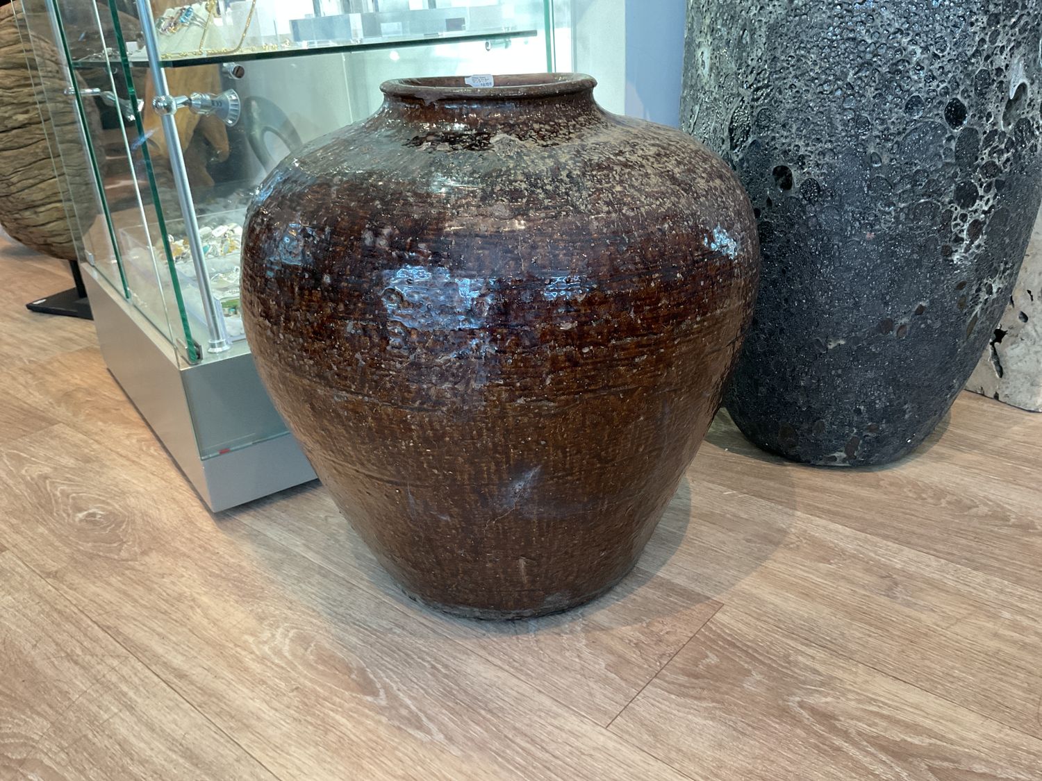 Vintage Glazed Wine Jar Pot Med 15&quot; x 15&quot; x 17&quot;