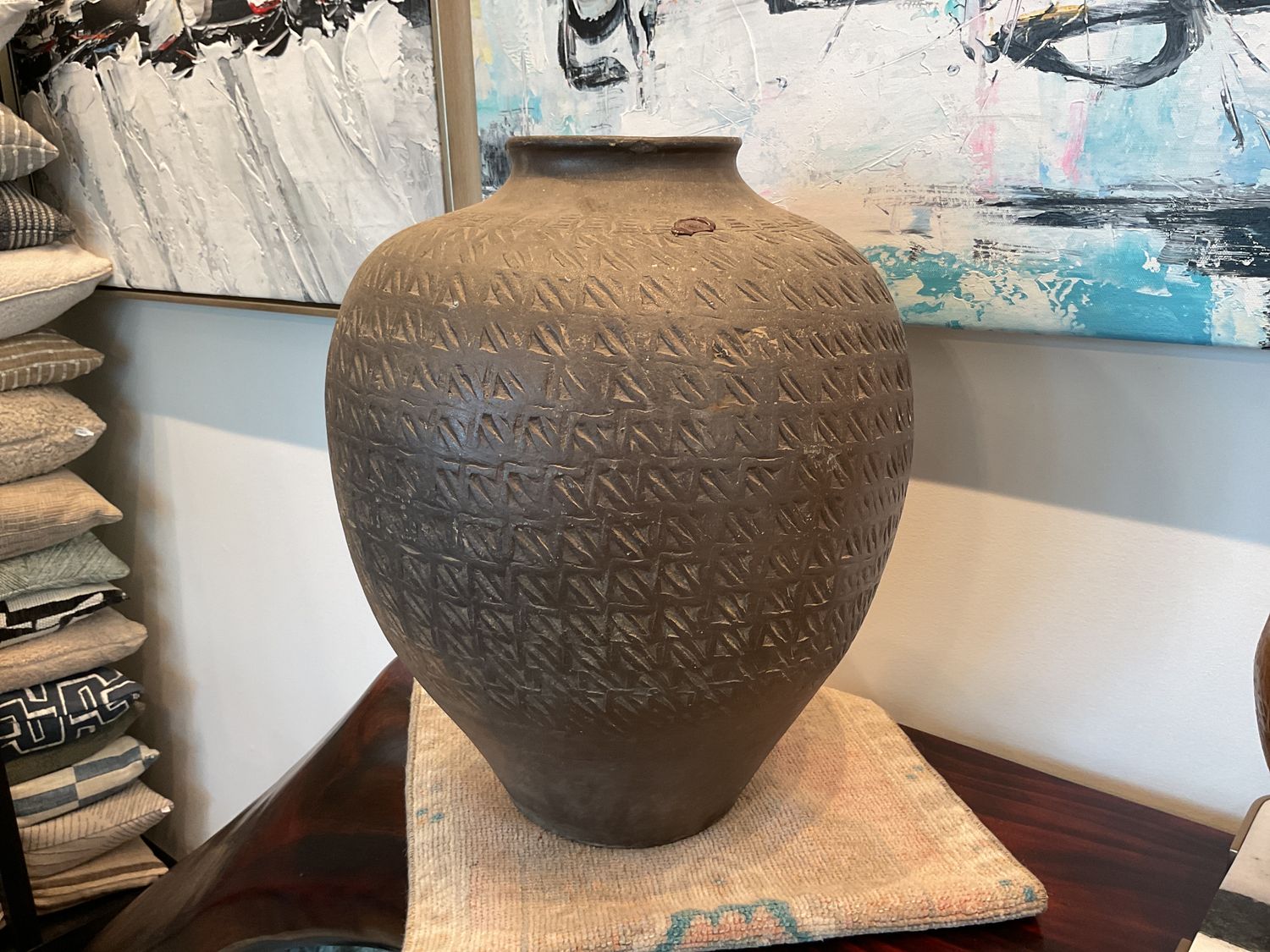 Vintage Large Wine Jar Brown Textured Customs Stamped