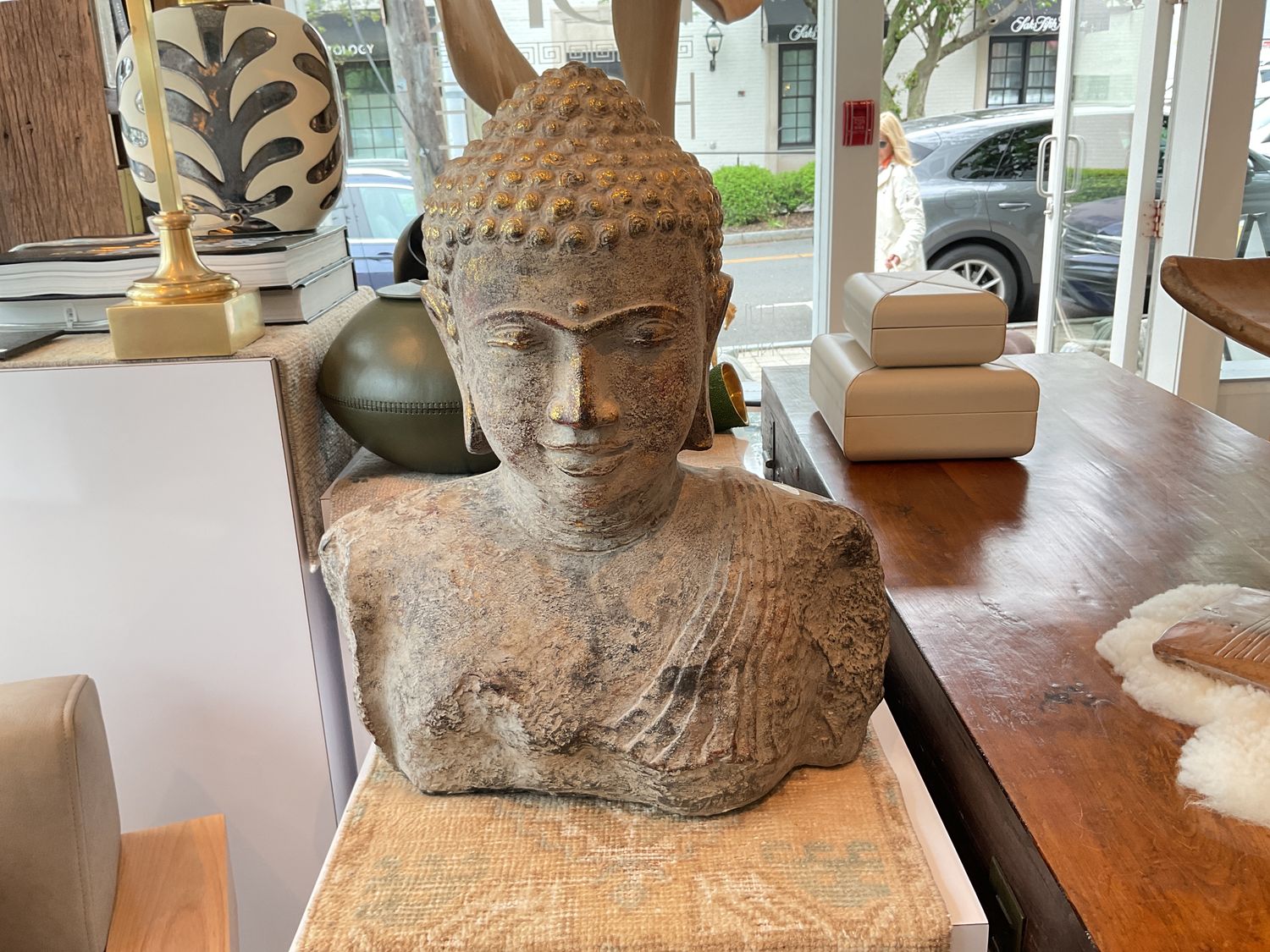 Buddha Head Large Stone W/ Gold Wash(w) 18″ x (d) 10″ x (h) 22″