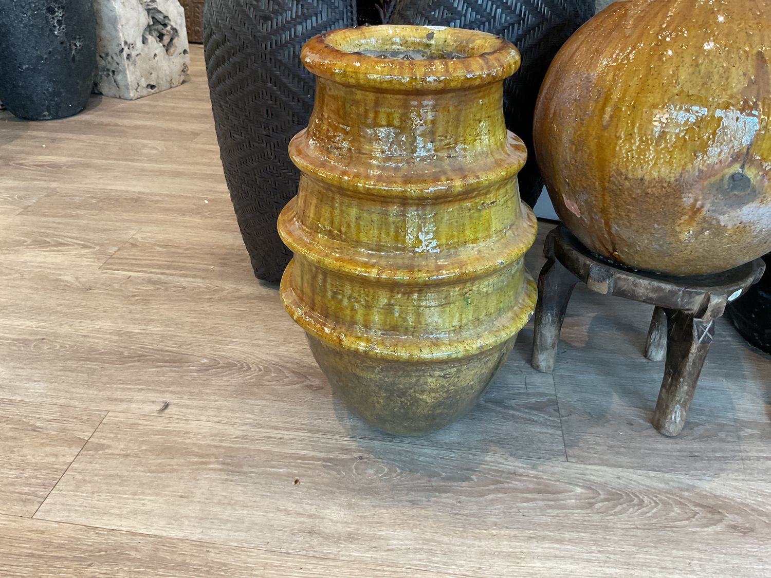 Vase Amber Tamegrout Glazed Vase Morocco 19&quot;H