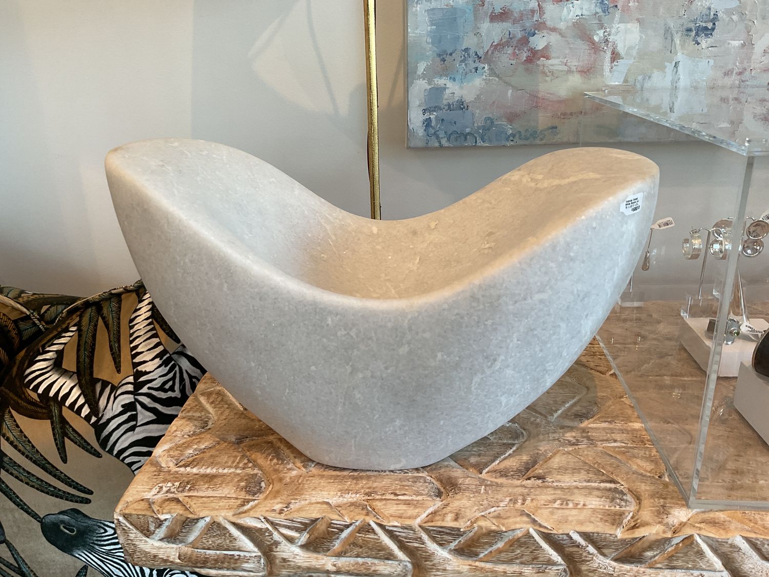 Incense Vessel White Marble (w) 15″ x (d) 9″ x (h) 8″