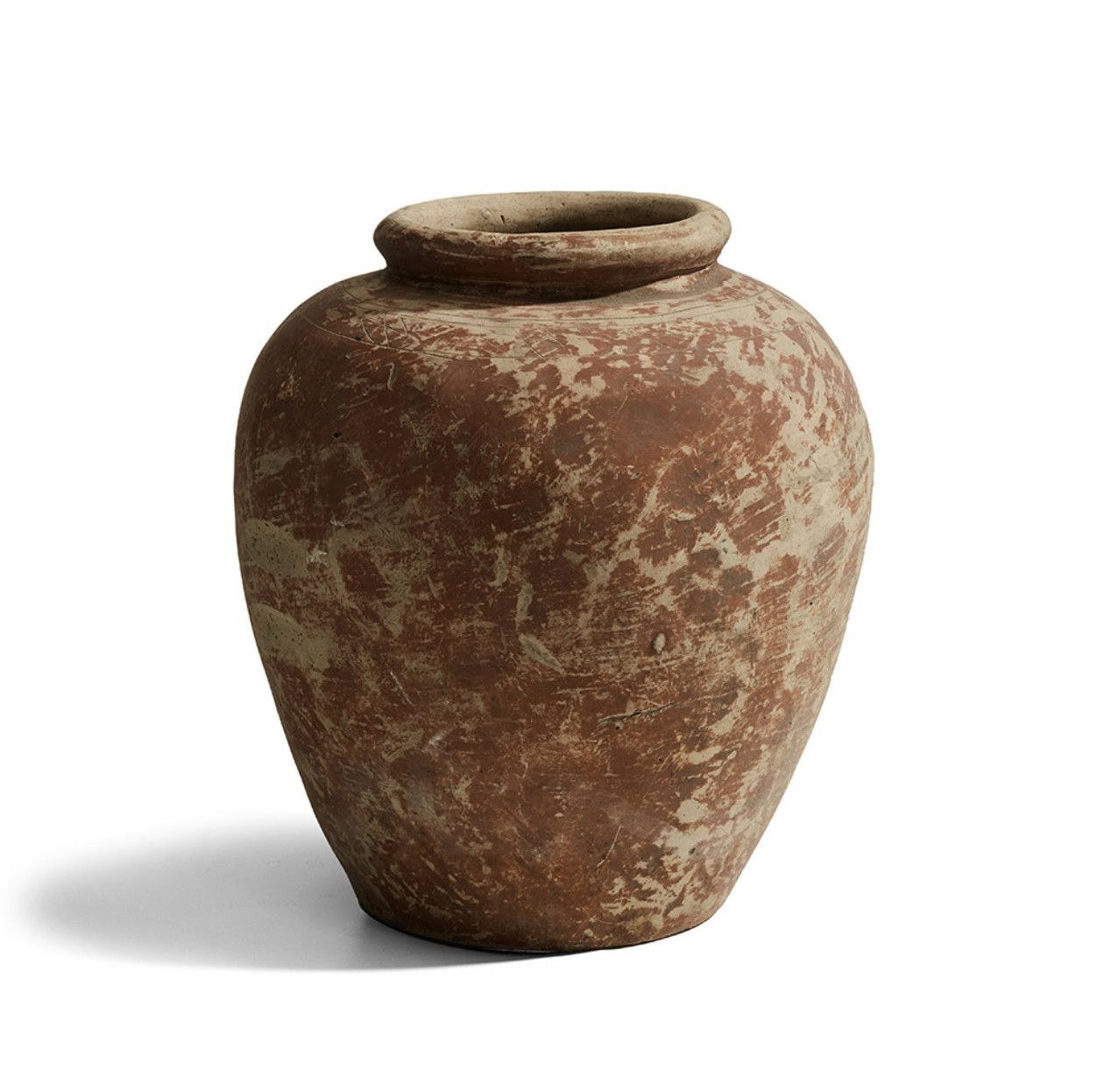 Vase, Clay Borneo Indonesia, 13&quot; H x 10&quot; W, Cracks, Knots, Marks all Antique Imperfections