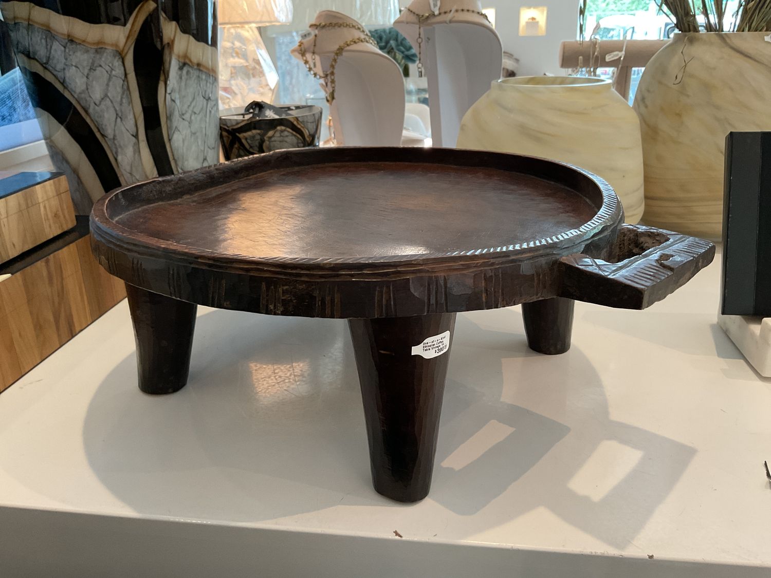 One-of-a-Kind Ethiopian Coffee Table Vintage 16.25&quot;W x 6.25H