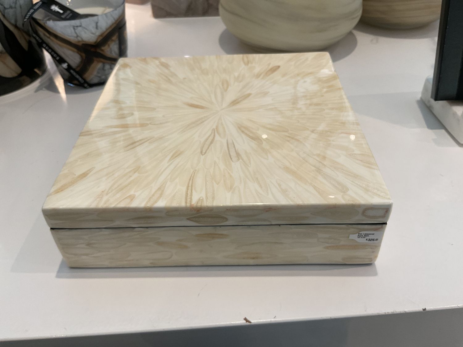 Box Lacquered Bone Med, 10&quot;x10&quot;