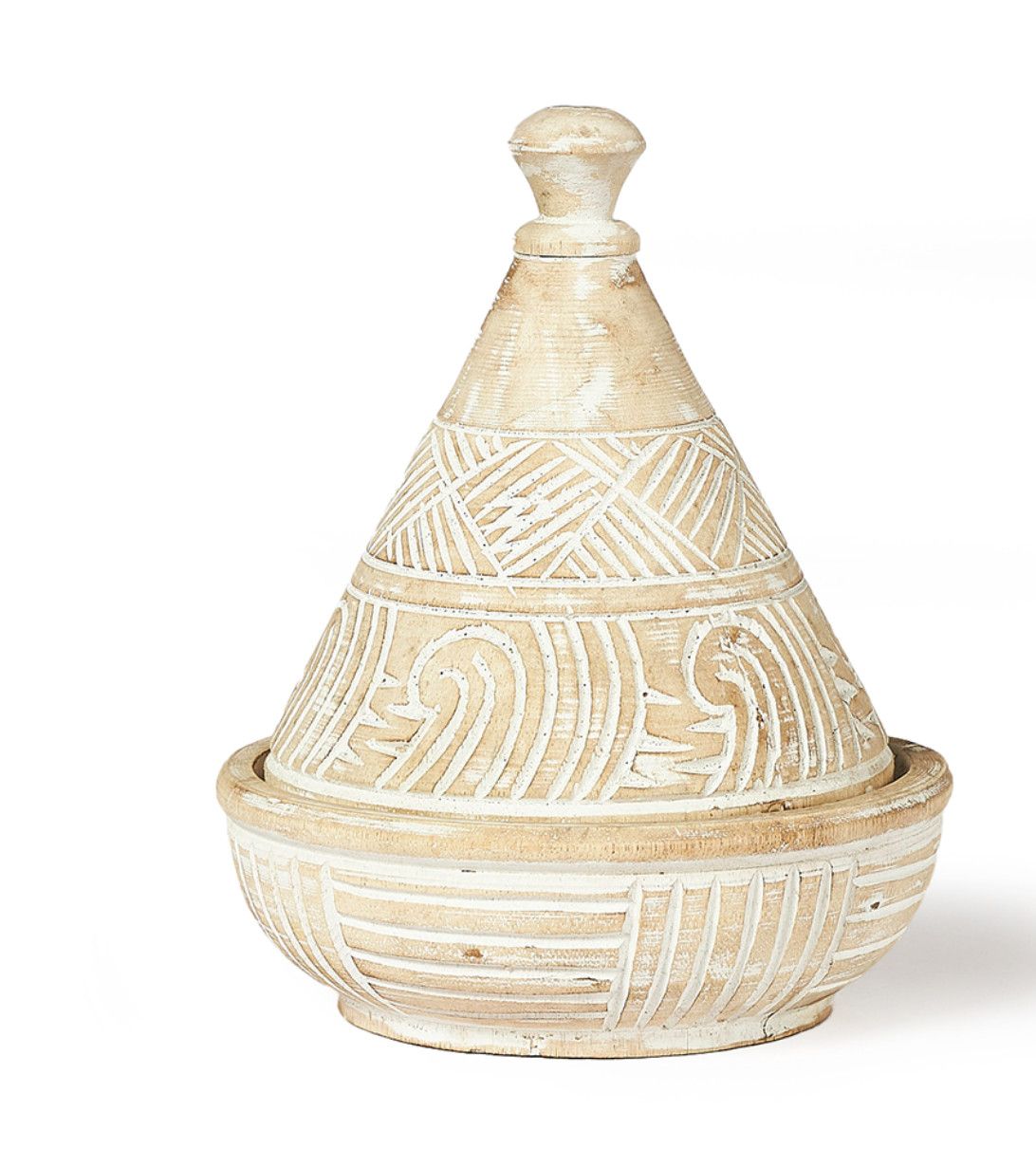 Bowl w/ Lid, Natural Wood, Cultural Design, Indonesia