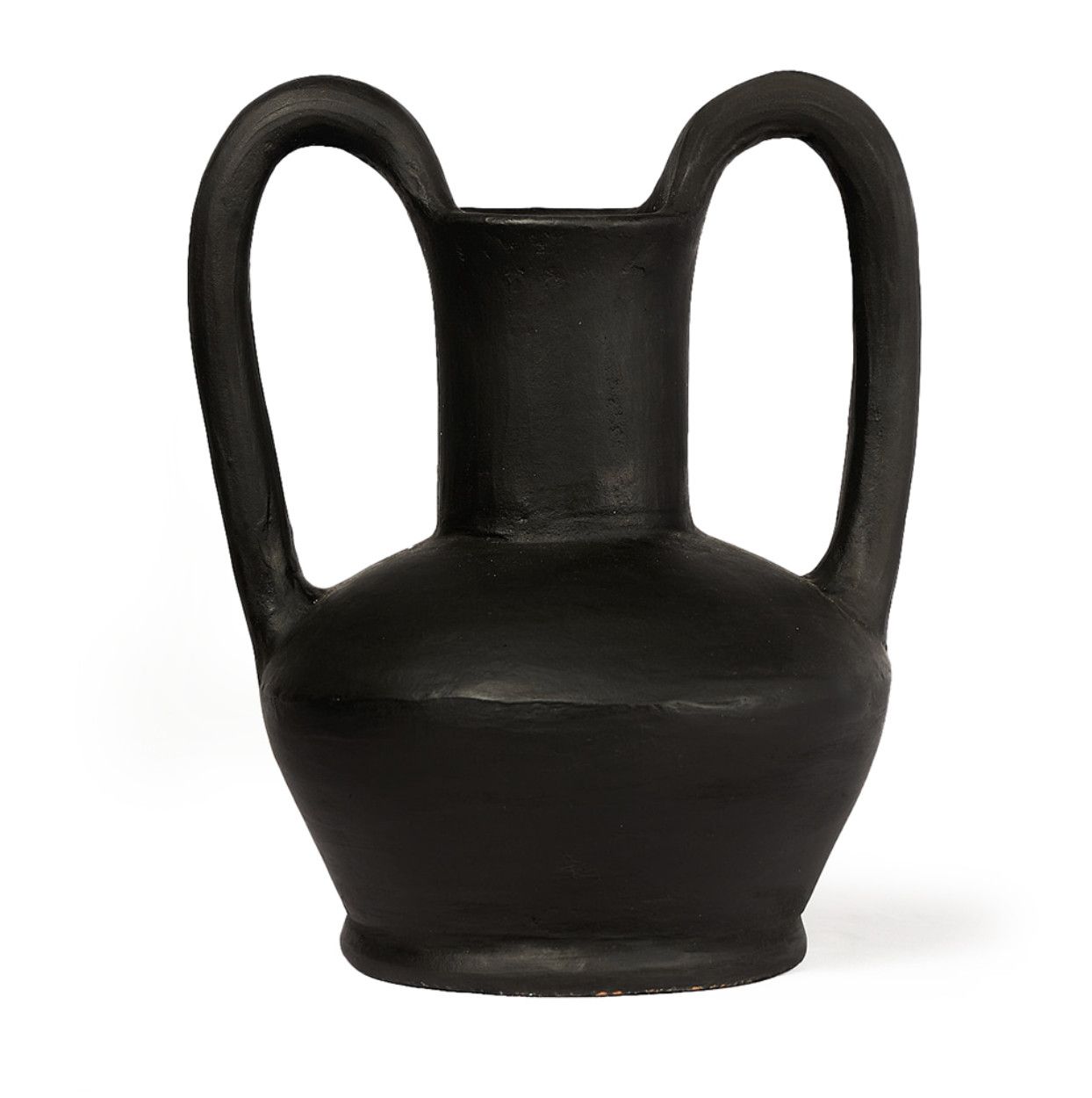 Vase, High Swoop Handles, Borneo, Black Clay, Natural Finish, Borneo Indonesia, Not waterproof