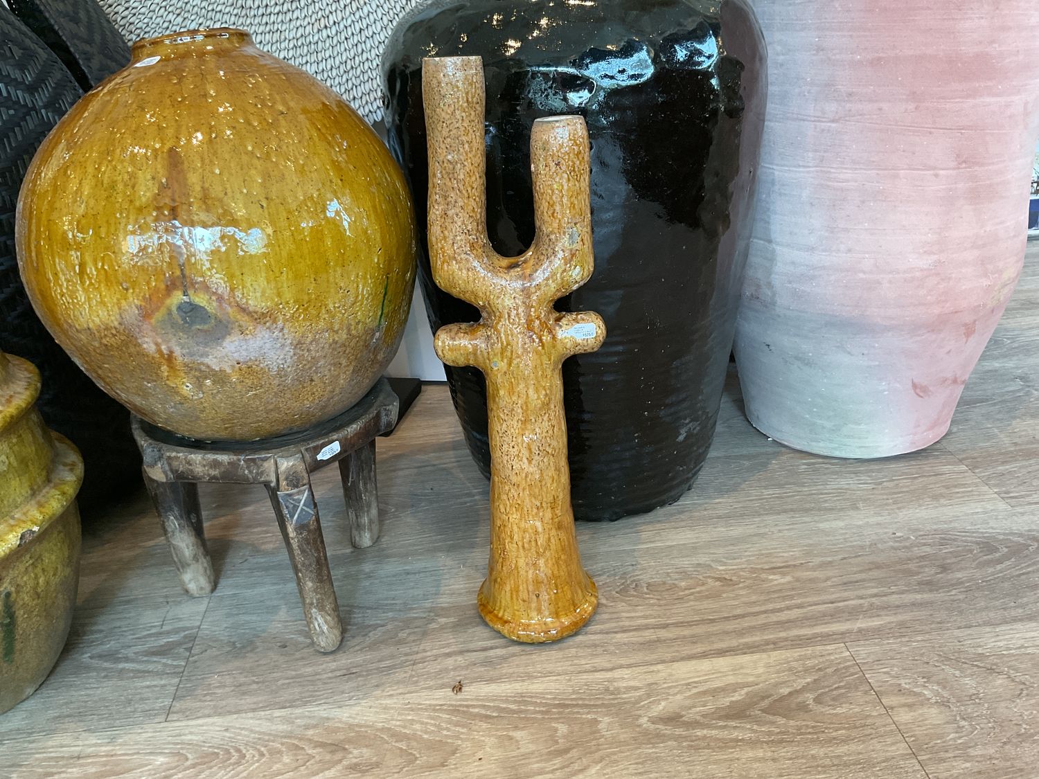 Candlestick Sculpture Tamegrout Glazed Morocco 21&quot;H