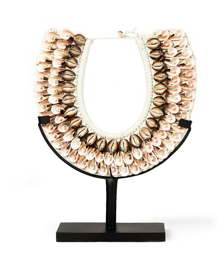 Sculpture, Natural Fiber &amp; Seashell, Borneo Artisan Made On Stand