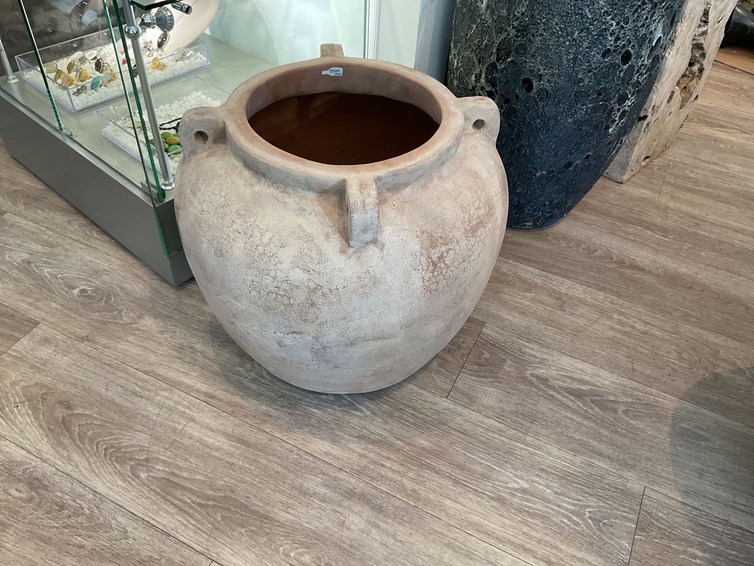 Vintage Terracotta Planter with 4 Handles, 16&quot; H x 17&quot;D
