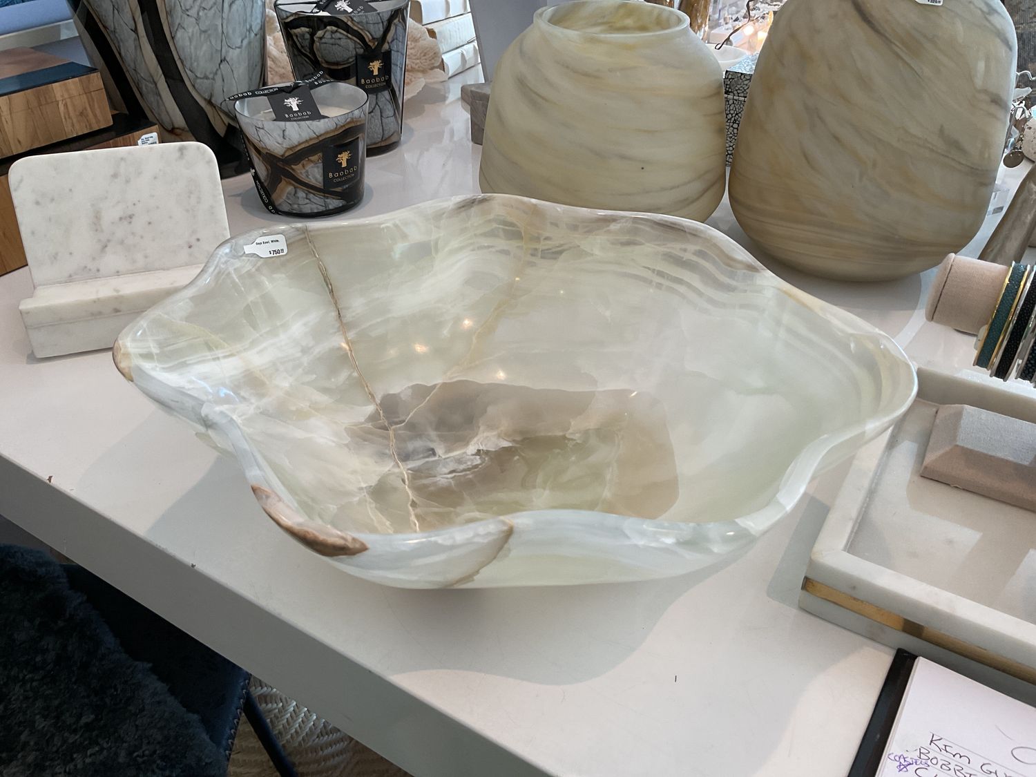 Onyx Bowl, White, 16x14x5&quot;h