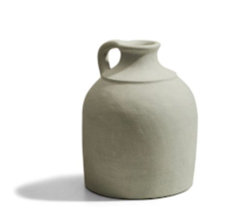Vase, Jug, Vessel, White Clay, 13&quot; H x 10&quot; W, Indonesia, Artisan Made