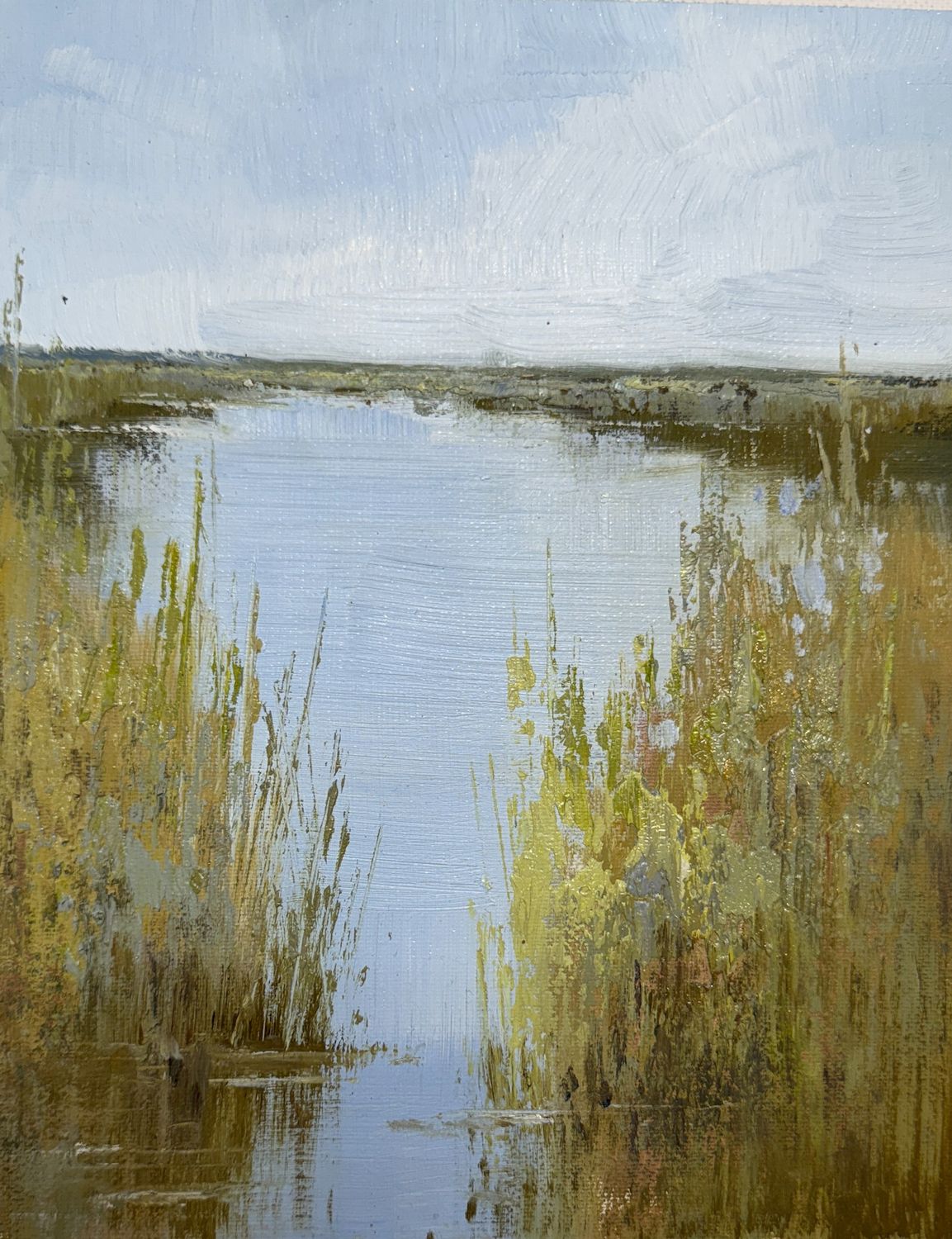 Original Art, 8x10, Natural Frame, Outlook of River with Marsh