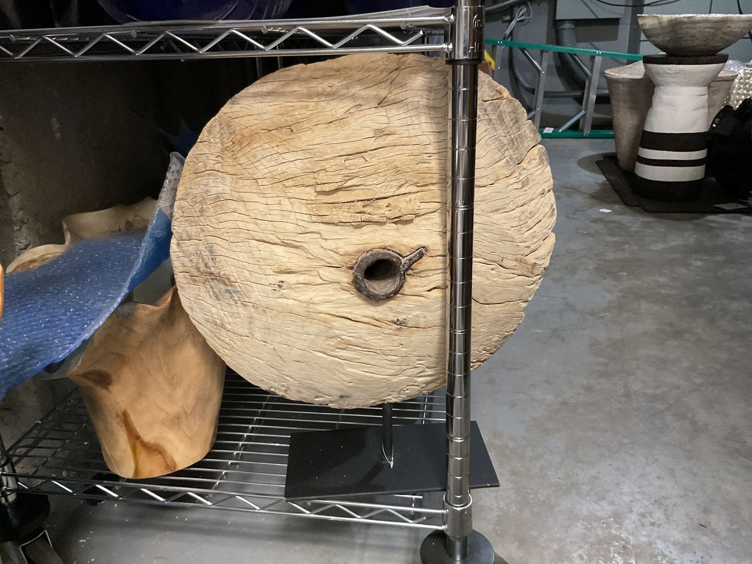 Vintage 1940’s Wood Wheel on Stand 20” x 18”