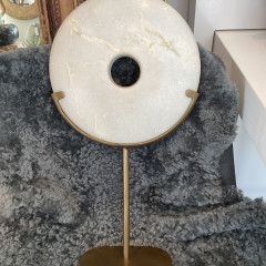 Fat Marble Disc On Burnt Gold Stand Large 19&quot; H