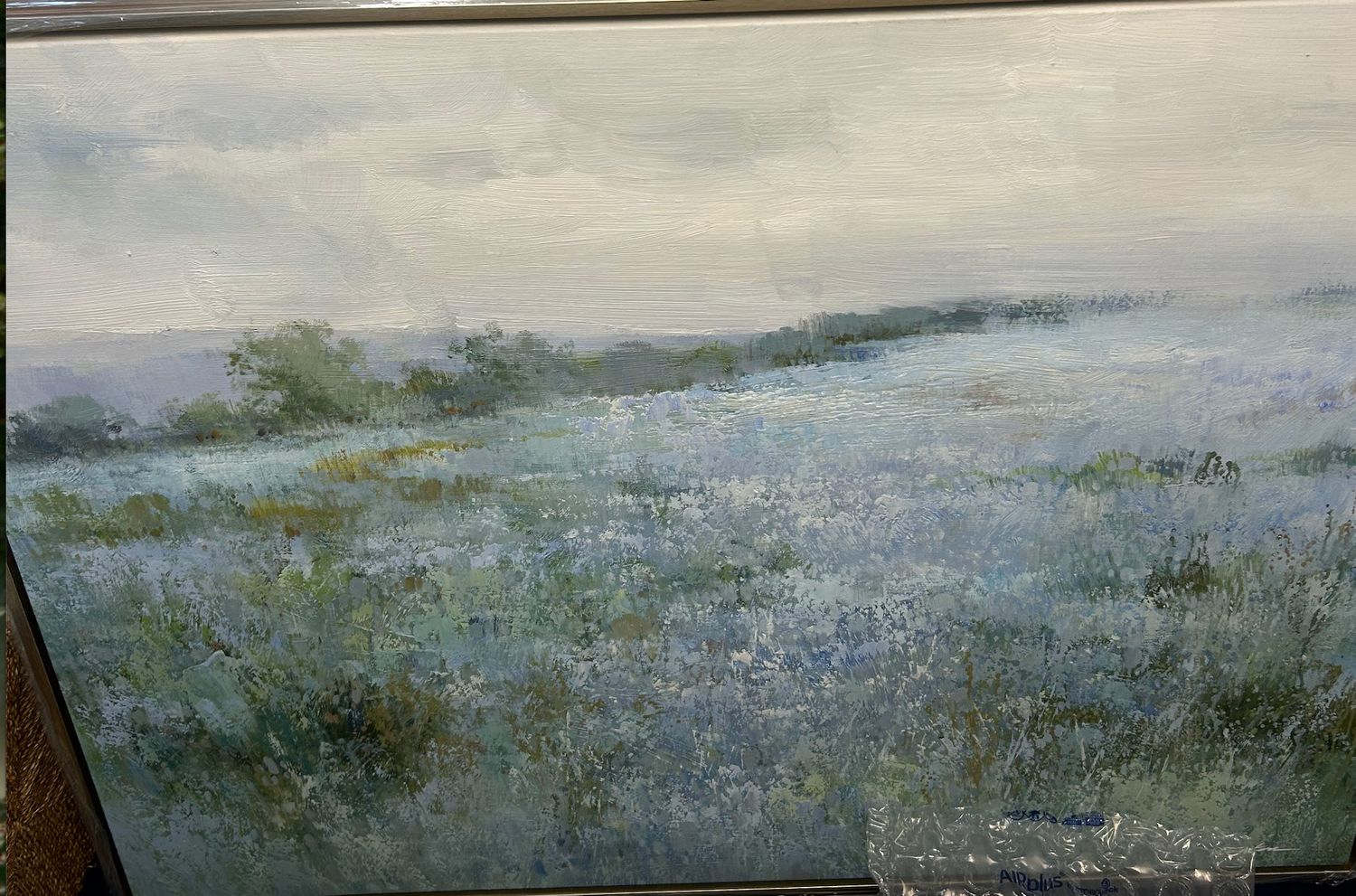 Original Art, 36x48, Polished Frame, Blue Flower Field and Sky