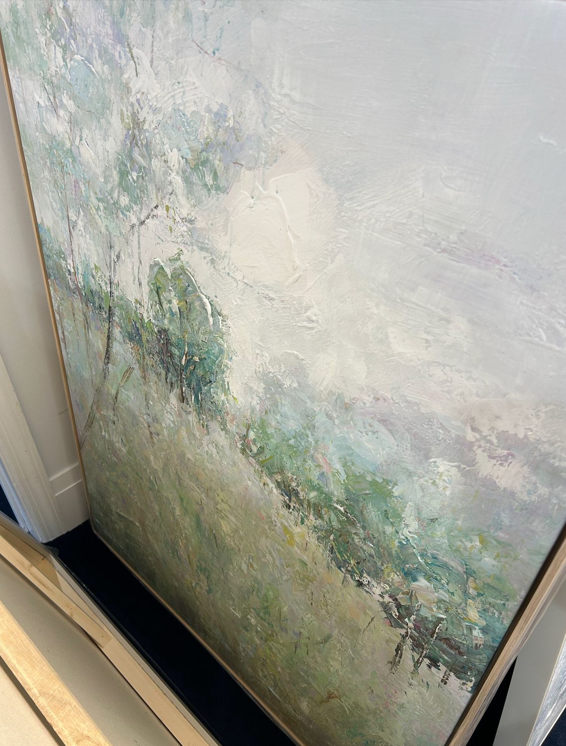 Original Art, 36x48, Natural Frame, Landscape with Tall Grass and Trees