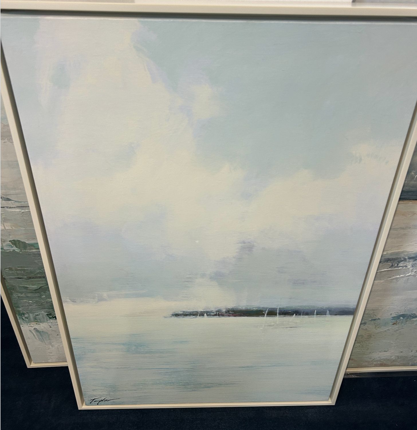 Original Art, 24x36, White Frame, Abstract Landscape of Water