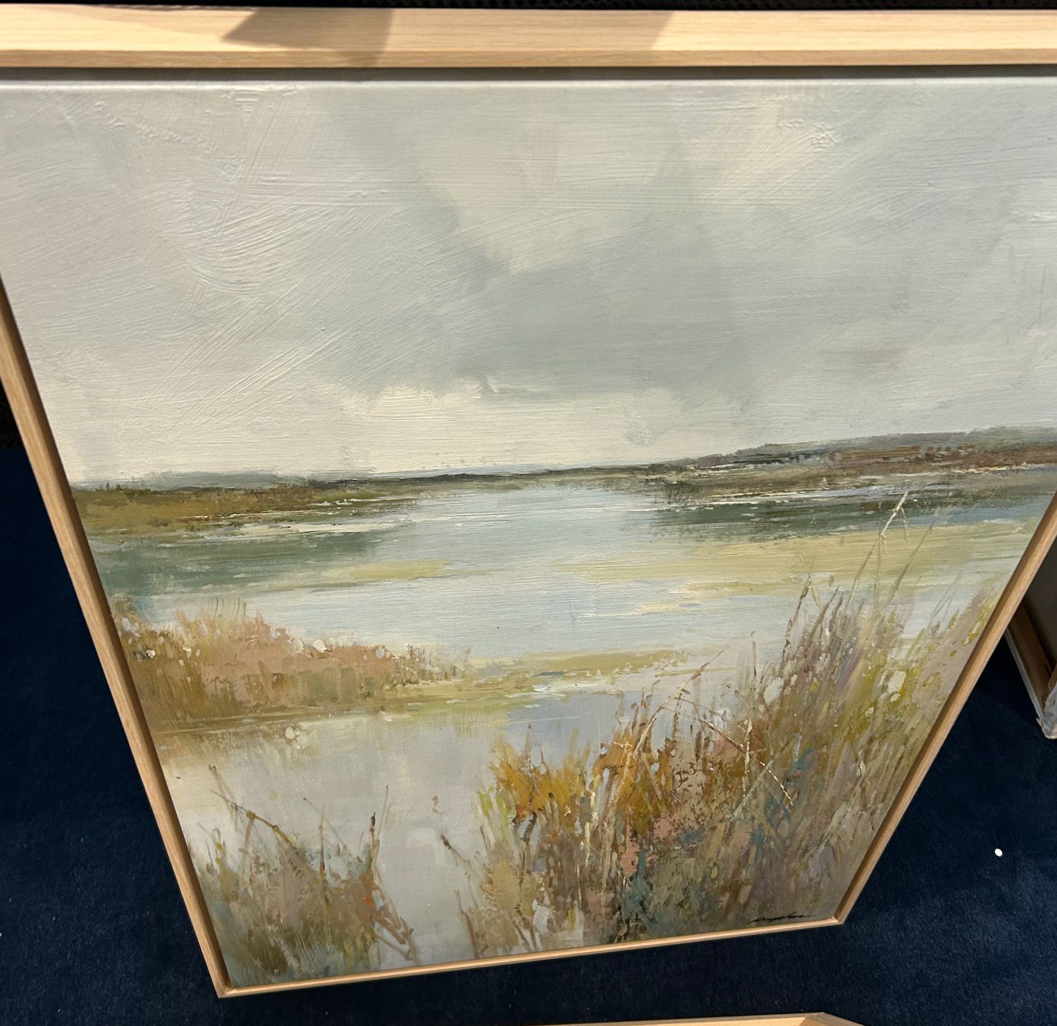 Original Art, 24x36, Natural Frame, Landscape with River and Marsh
