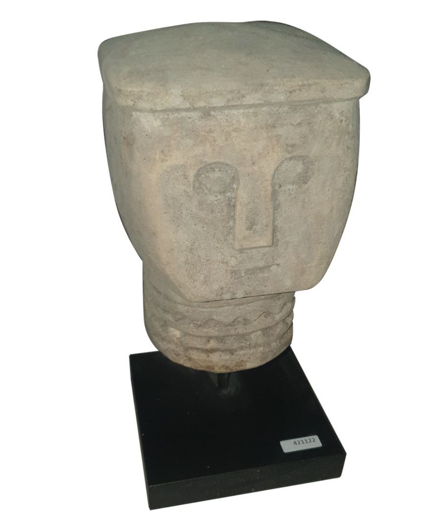 SOLD Stone Head Statue On Stand