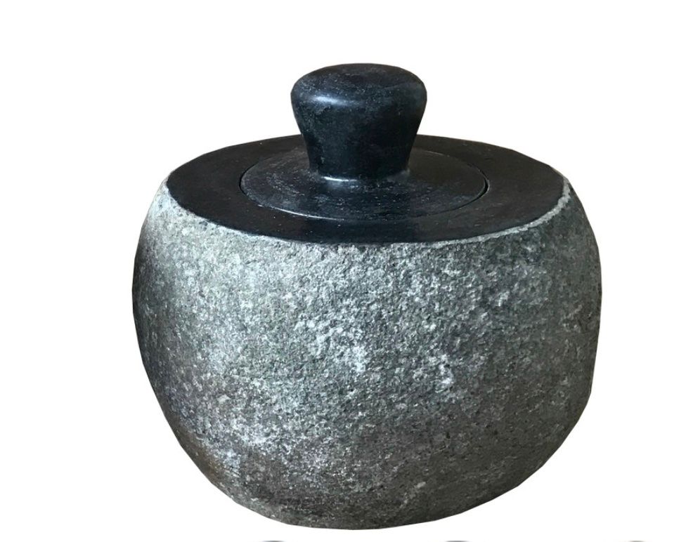 Organic Shaped Stone Pot w/Lid 5&quot;