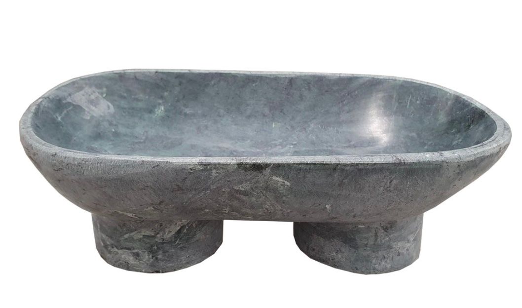 Bowl Marble W/ Legs Gray
