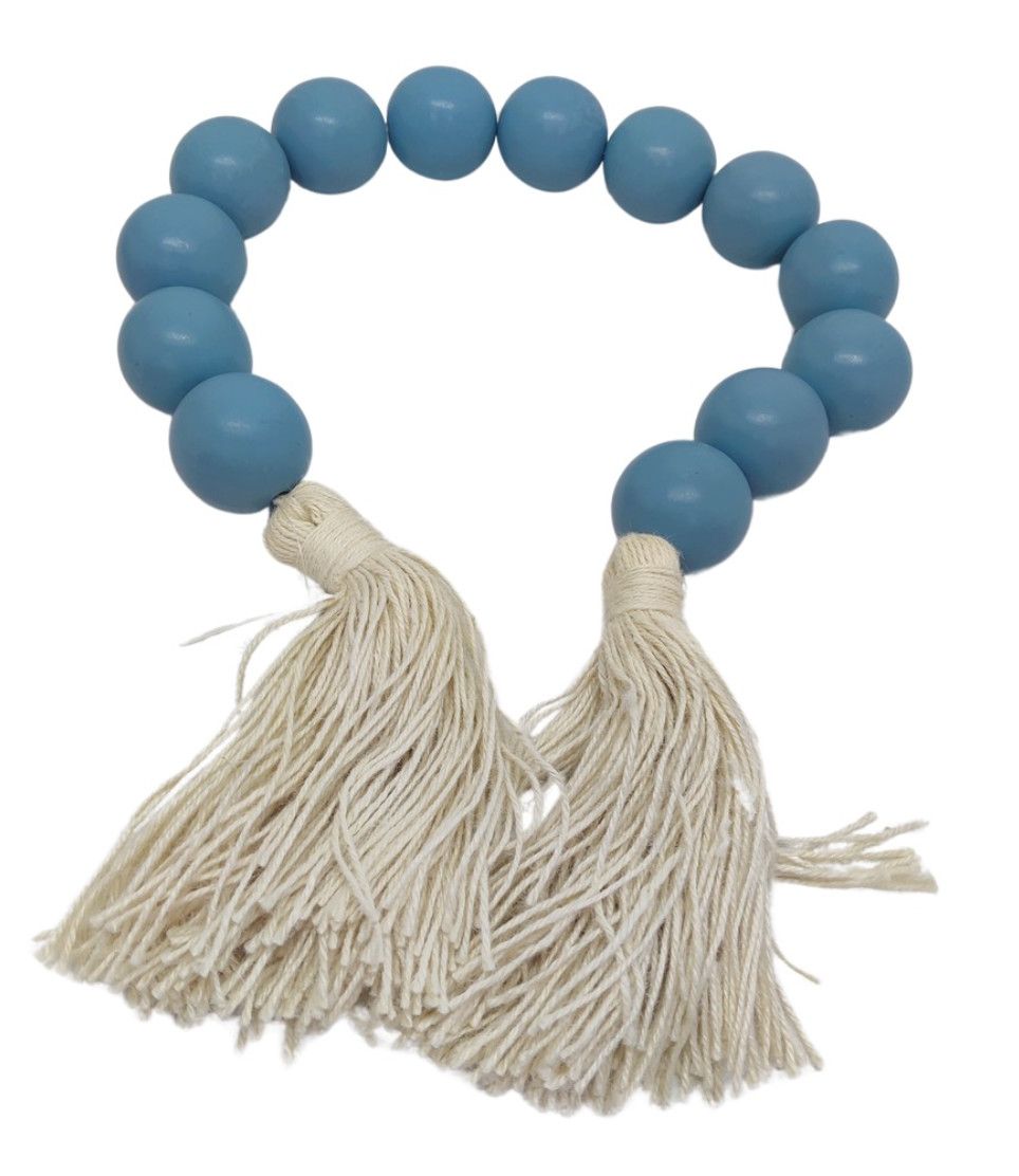 Garland Wood Beads Blue Tassel