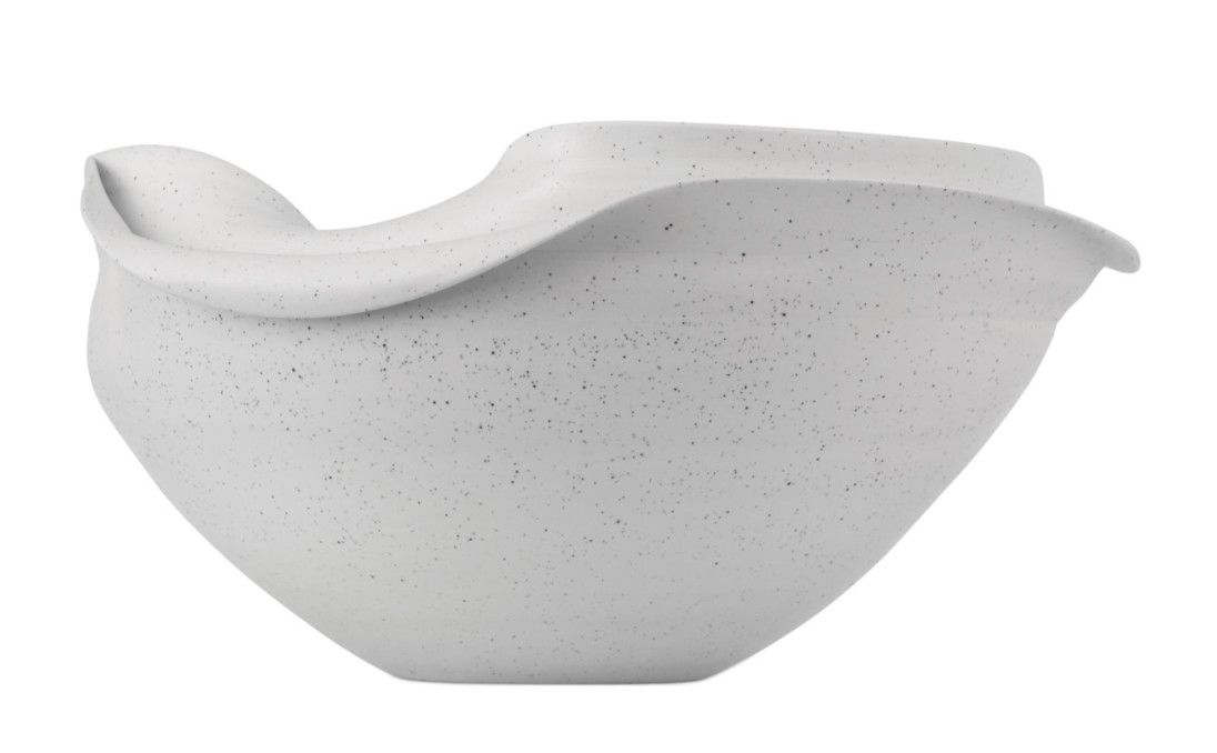 Bowl With Folded Edge, Porcelain, White with Speckles, 7.5&quot; H x 16.5&quot;D
