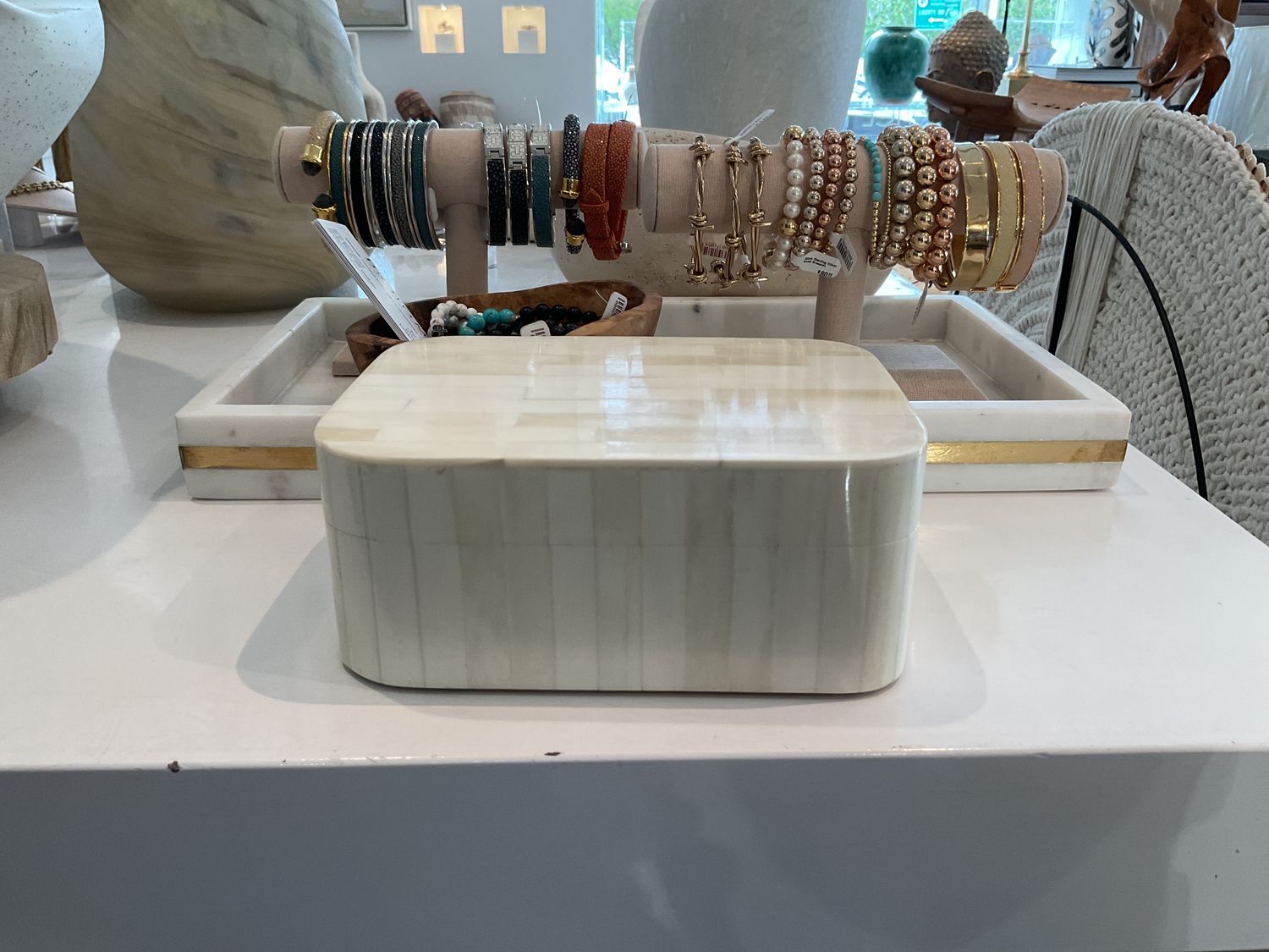 Box. Ellipse, White Bone, Small