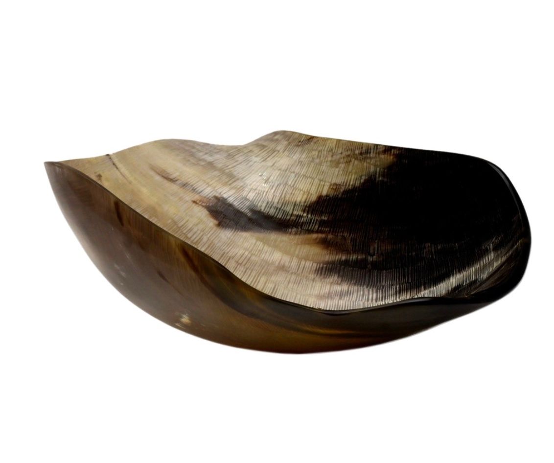 Chiseled Horn Bowl Hand Crafted Organic Shape