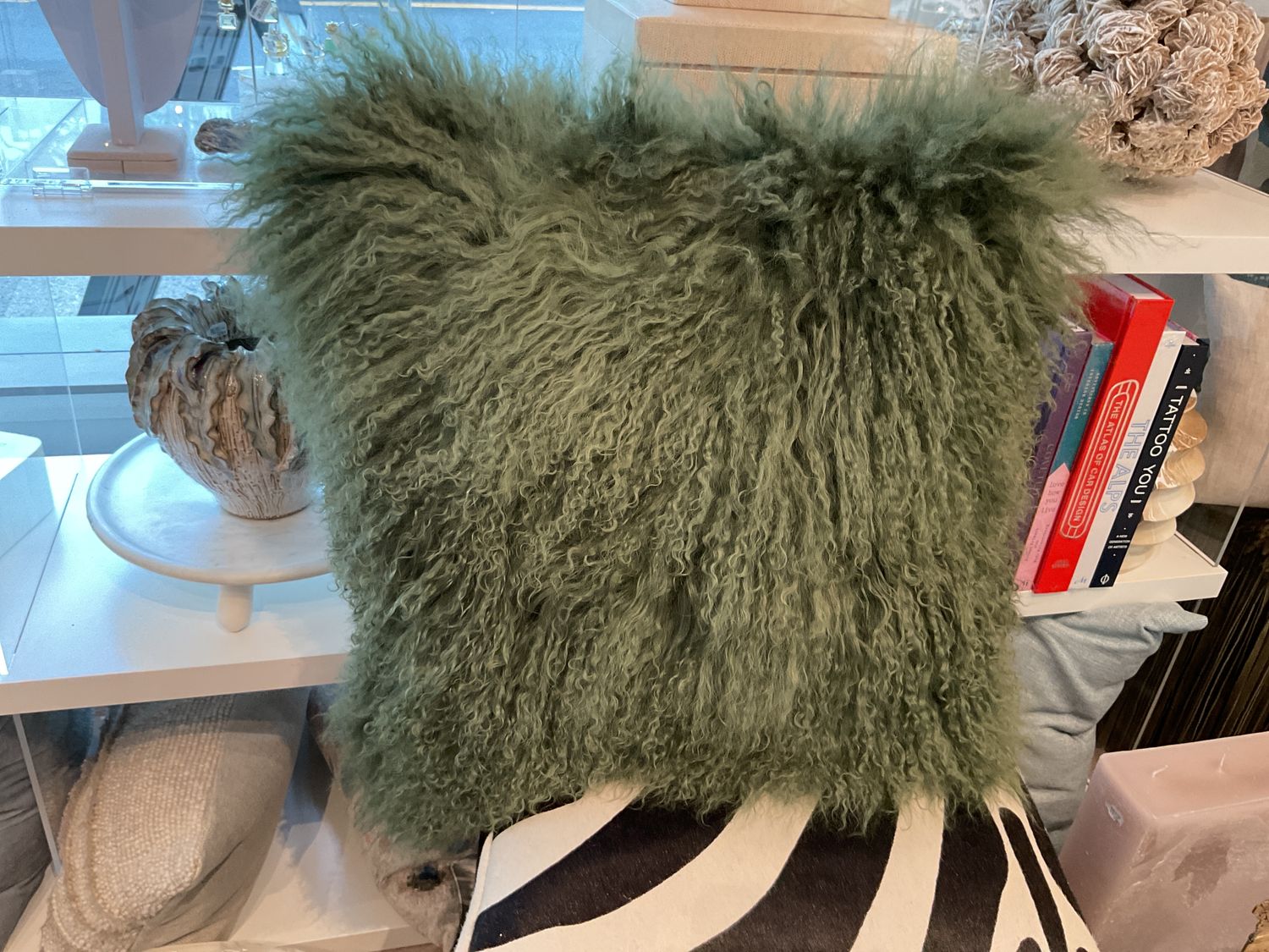 Pillow, 20&quot; x 20&quot; sq - Tibetan Lamb Green