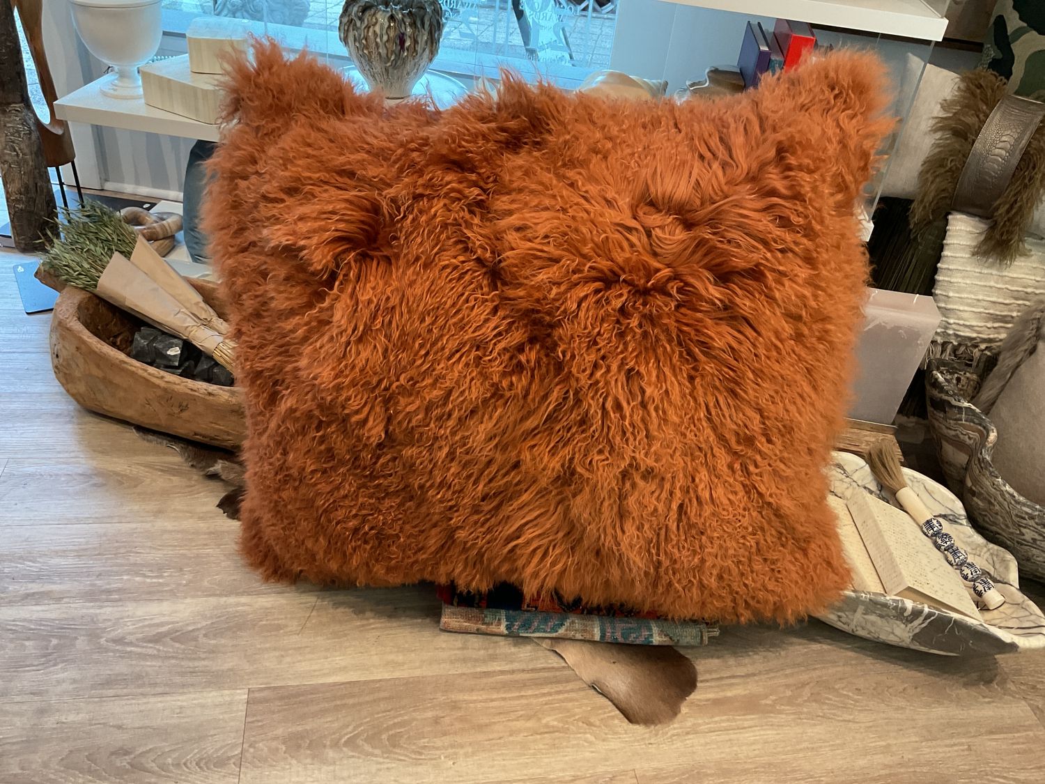Pillow, Rust, 31 x 37, Tibetan Lamb Floor Pillow