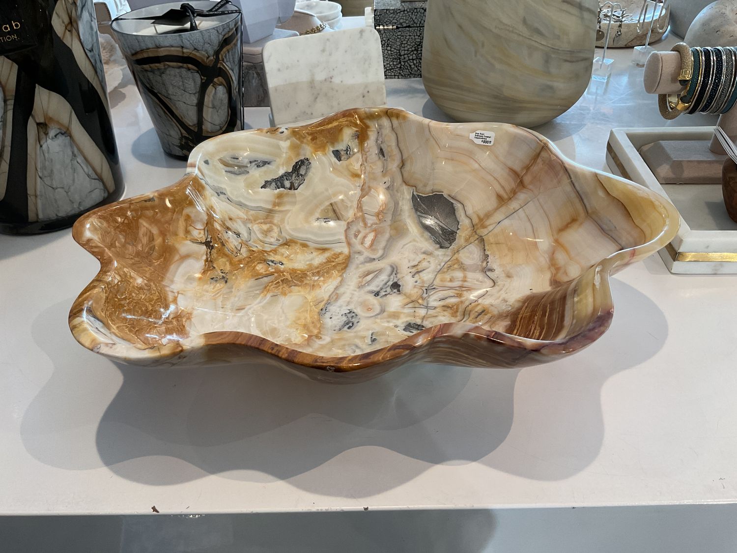 Onyx Bowl, Scalloped Creams/Coppers/Greys