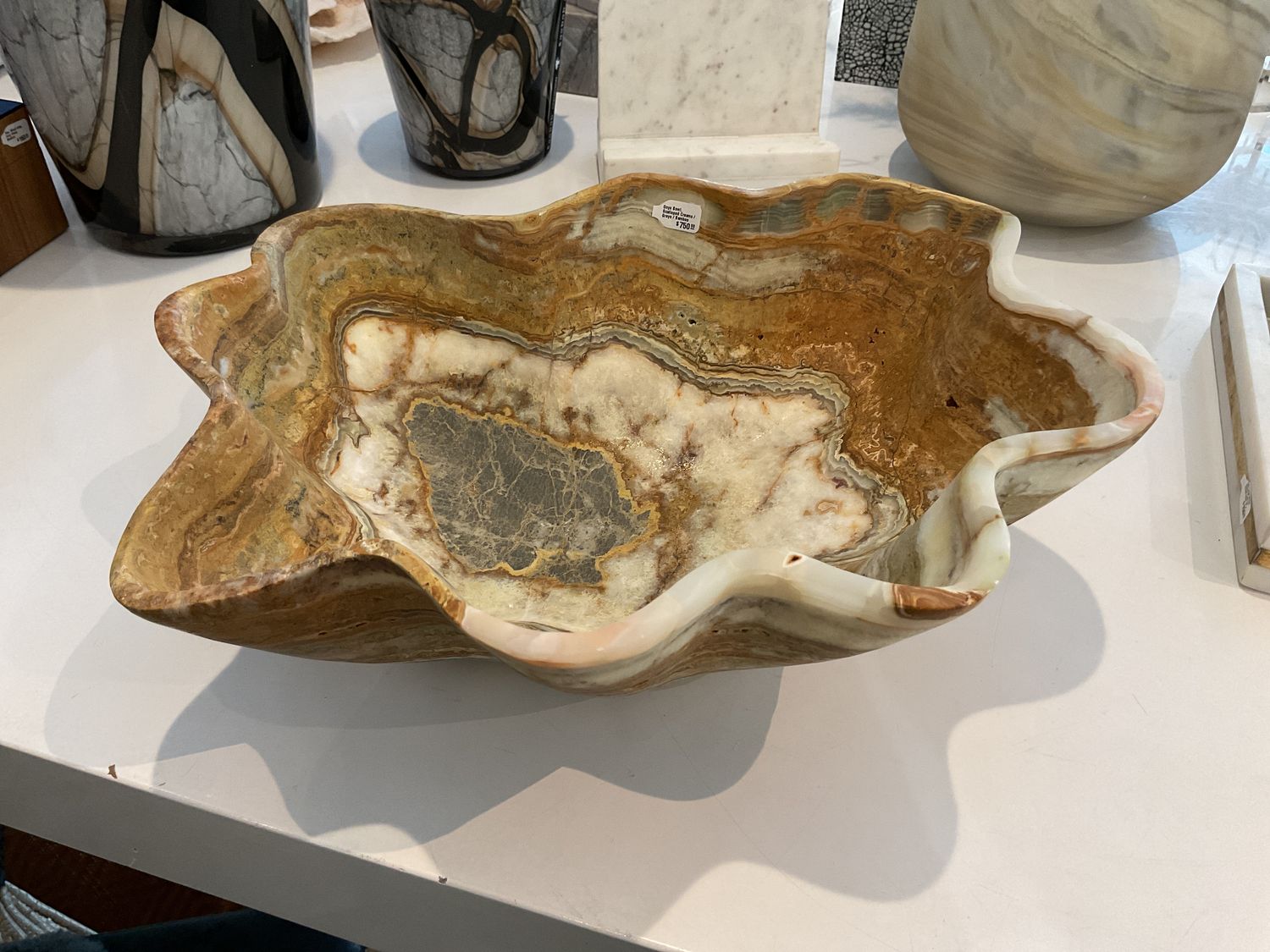 Onyx Bowl, Scalloped Creams / Greys / Bamboo