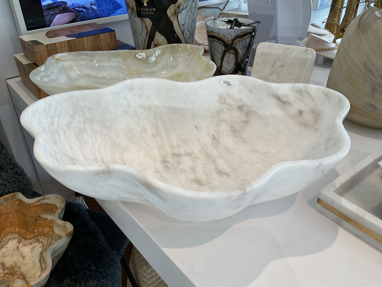 Onyx Bowl, Scalloped Whites / Creams /Grays