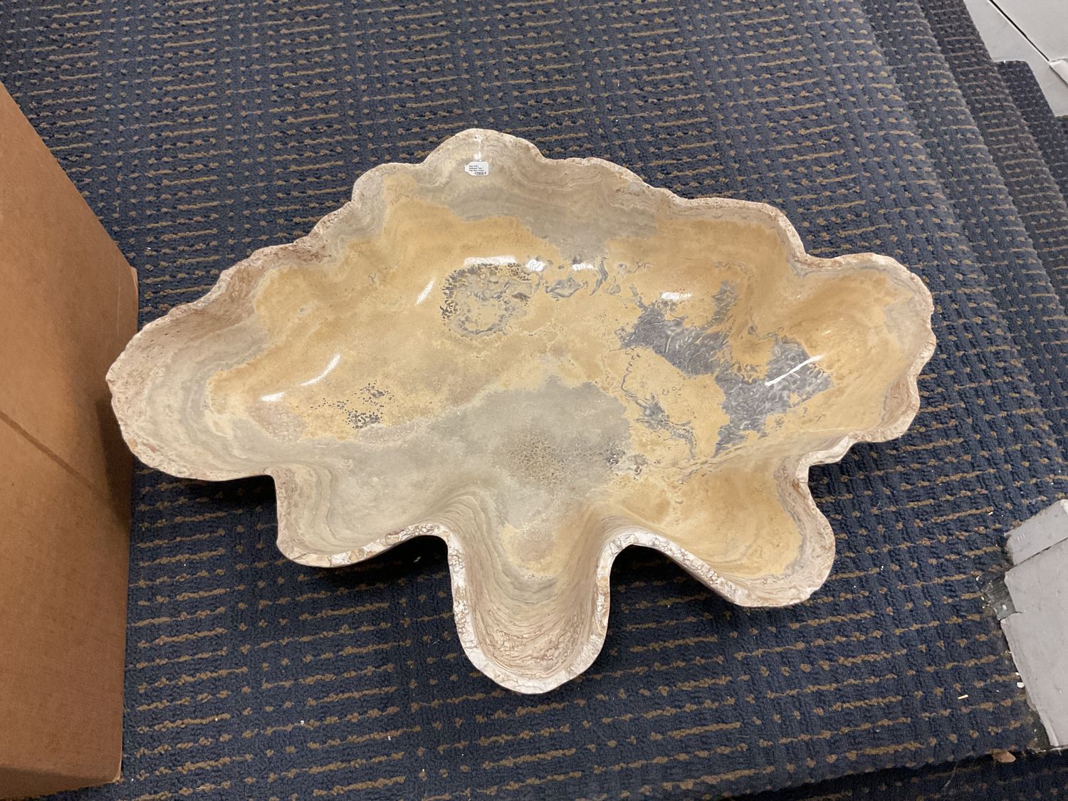 Onyx Bowl, Scalloped Tans / Pale Gray Unique 26.5&quot;