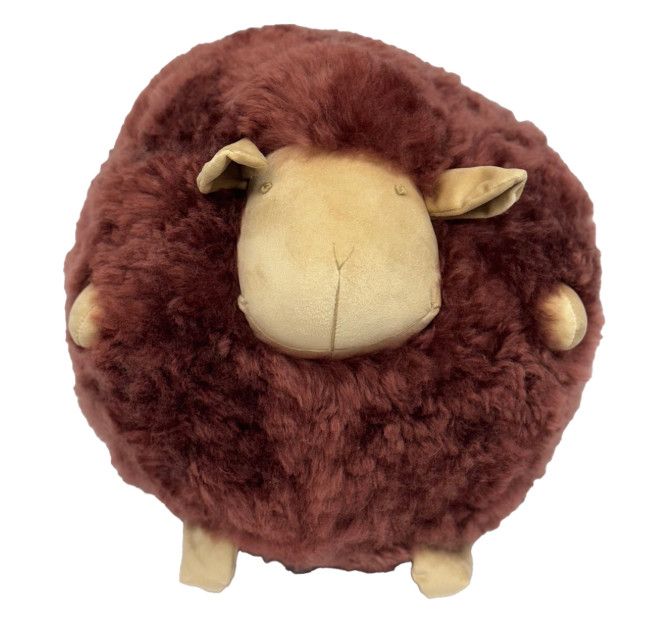 Pillow, Dusty Rose or Mauve Sheep Ball, Sheep Wool