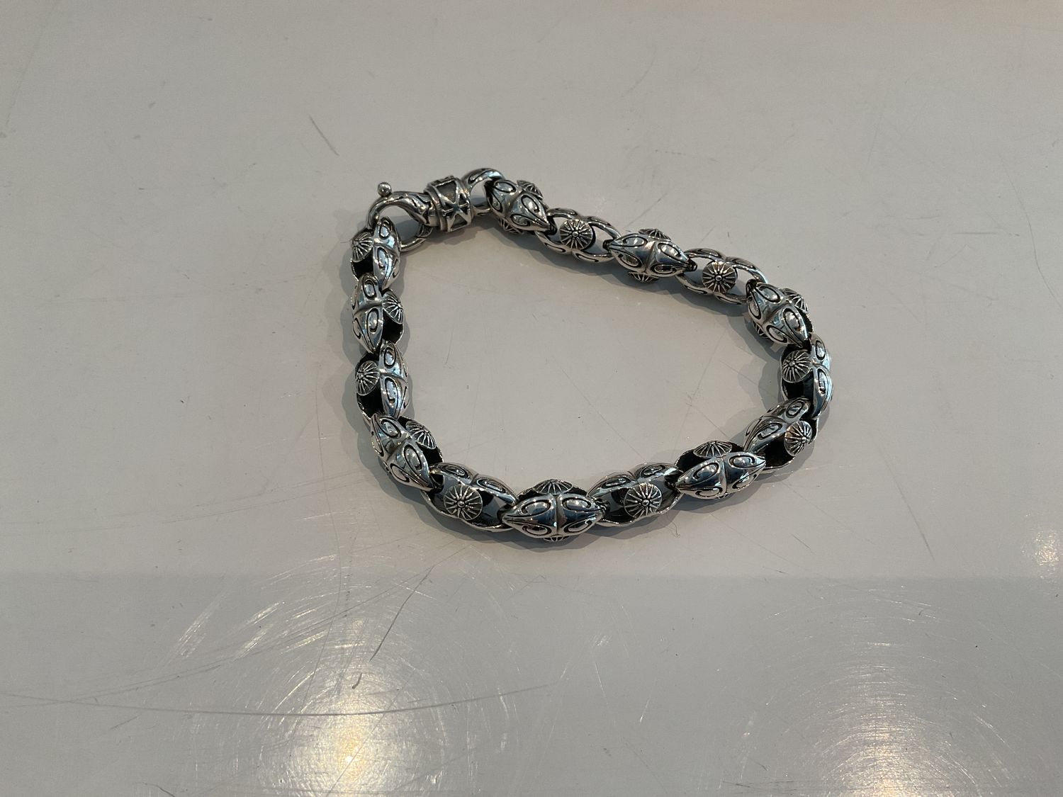 Bracelet, Sterling Silver, Unique Engraved  Links