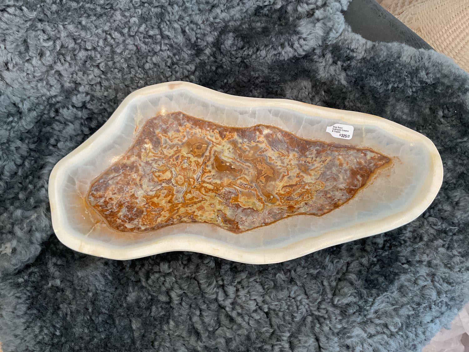 Onyx Bowl, Scalloped Creams &amp; Copper