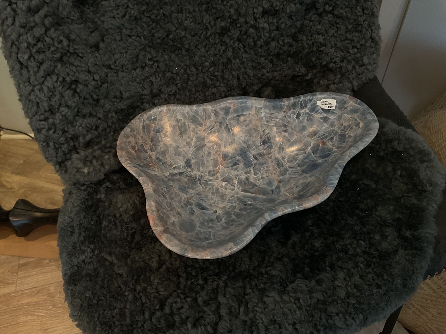 Onyx Bowl, Scalloped Blue Lazulita Small 13&quot;