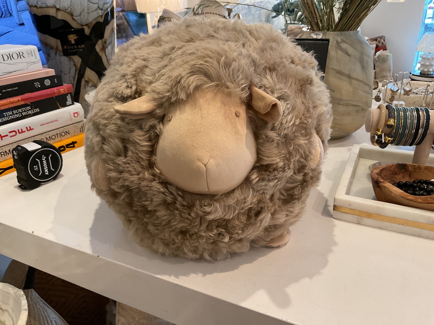 Pillow, Champagne Taupe Sheep Ball, Sheep Wool