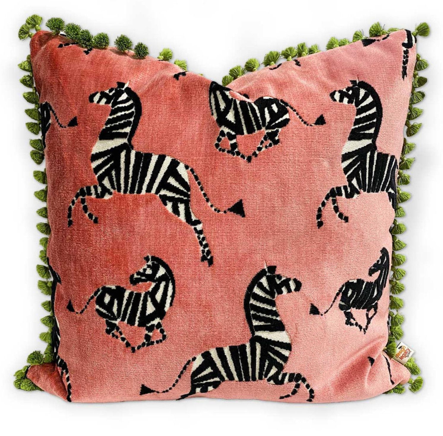 Pillow, 24&quot; x 24&quot;, Dancing Zebra in Rose, Kelly O&#39; Neal, Down &amp; Feather Inserts