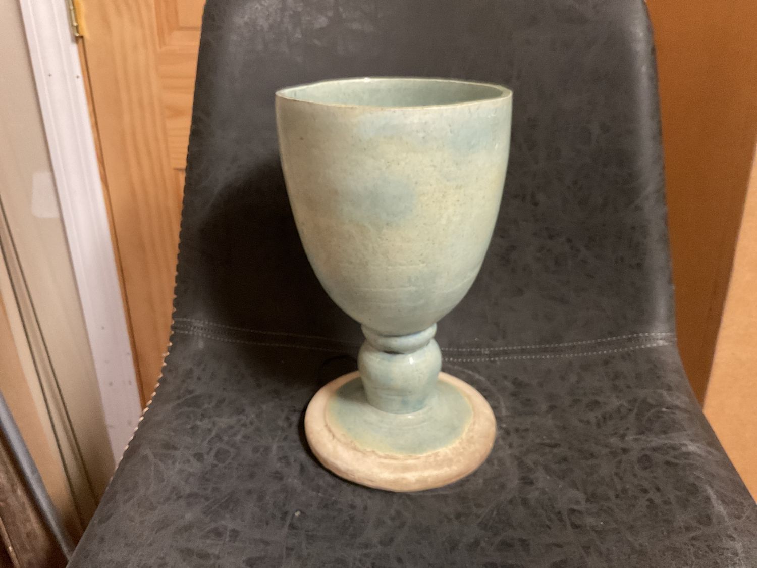 Ceramic Pale Green Vintage Belgium Vase 11.5”