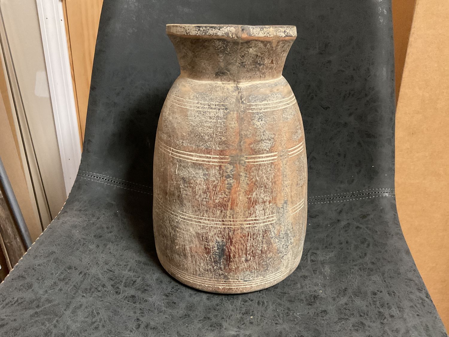 Oil Pot Vintage Wood 11.25”