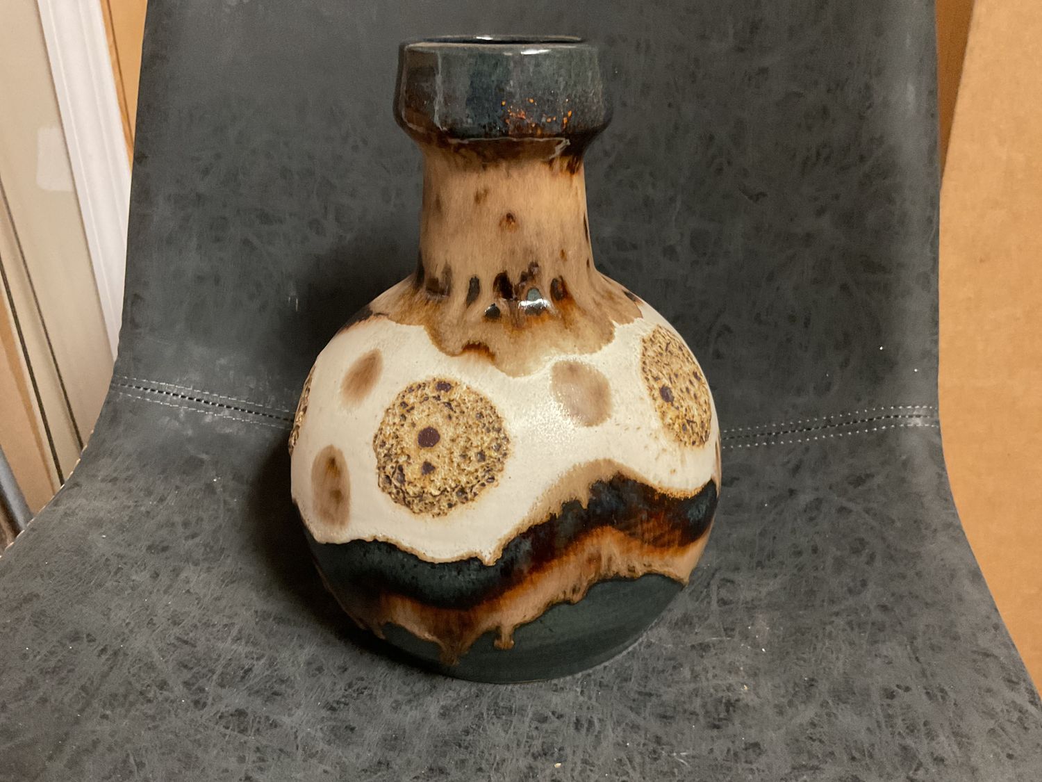Ceramic Vase Germany Vtg Glazed &amp; Matte 10.5”