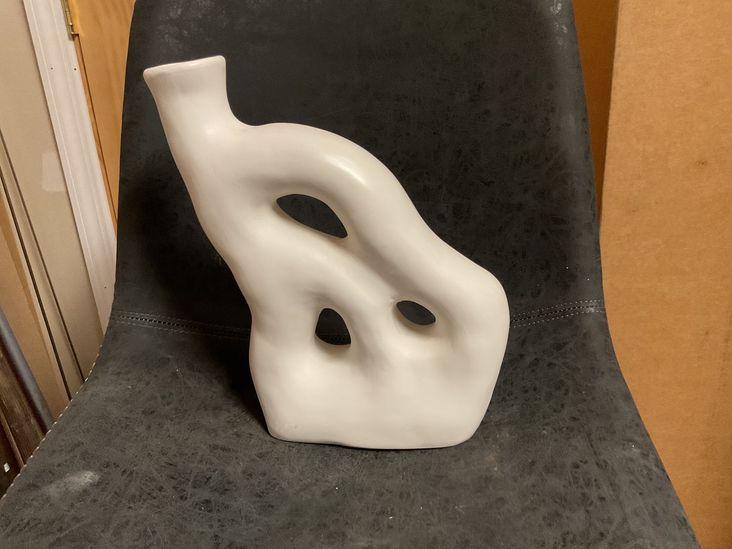 Organic Tadelakt Shape Moroccan Vase White 12.25”